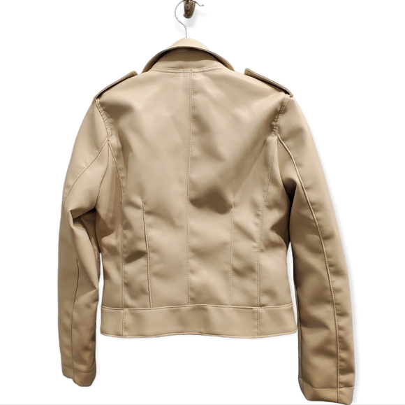 NEW Blank NYC Faux Leather Moto Jacket S Beige - Picture 4 of 8
